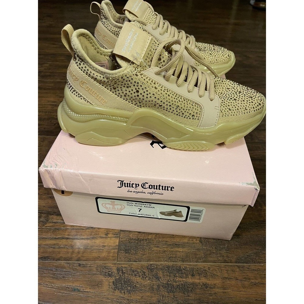 Juicy Couture Adana Natural Rhinestone Lace Up Sneakers Women's Size Size 7 New